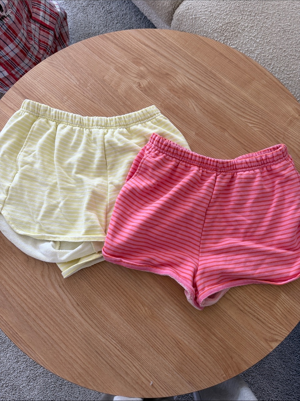 Target Women's Striped Athletic Shorts - Pink and Light Yellow